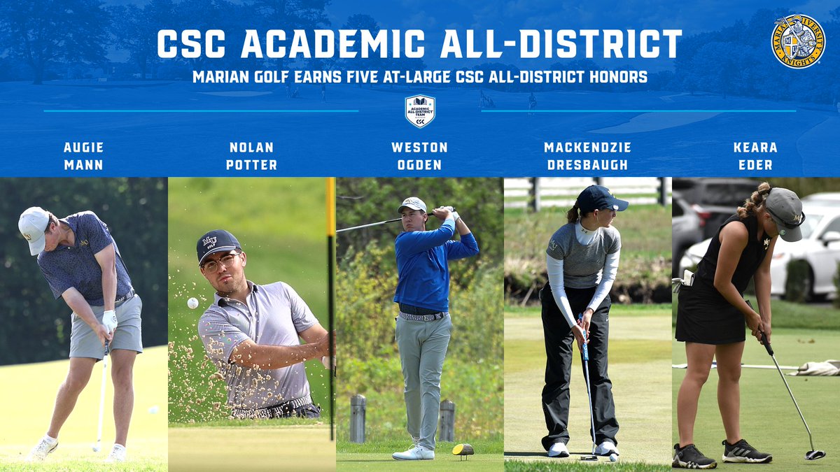 Marian Knights (@muknights) on Twitter photo The final members of the <a href="/CollSportsComm/">College Sports Communicators</a> At-Large All-District teams from Marian belong to <a href="/MUKnightsgolf/">Marian Men's Golf</a> and <a href="/MarianUnivWGolf/">Marian University Women's Golf - Indianapolis</a>! Congrats to Augie, Nolan, Weston, Mack, and Keara!
muknights.com/news/2025/6/19… The final members of the <a href="/CollSportsComm/">College Sports Communicators</a> At-Large All-District teams from Marian belong to <a href="/MUKnightsgolf/">Marian Men's Golf</a> and <a href="/MarianUnivWGolf/">Marian University Women's Golf - Indianapolis</a>! Congrats to Augie, Nolan, Weston, Mack, and Keara!
muknights.com/news/2025/6/19…