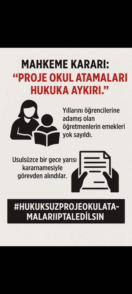 İkra Sidre Çakmak 🇹🇷 (@sidrewq) on Twitter photo Proje okul atamaları birçok sorunla karşılaşmıştır ve binlerce öğretmeni mağdur etmiştir. En başından beri hatalı olan proje okul atamaları iptal edilmeli ! <a href="/egitimsen/">Eğitim Sen</a> <a href="/HurEgitimSen/">Hürriyetçi Eğitim Sen Genel Merkezi</a> <a href="/egitimis/">Eğitim-İş</a> <a href="/alper_ogretici/">Mehmet Alper ÖĞRETİCİ</a> <a href="/edipuzen/">Edip Üzen</a> <a href="/ogretmenlersyfs/">Öğretmenler Sayfası</a> <a href="/ozbozdogan/">Özgür Bozdoğan</a> <a href="/TRogretmen/">Öğretmen TR 🇹🇷</a> <a href="/Yusuf__Tekin/">Yusuf Tekin</a> Proje okul atamaları birçok sorunla karşılaşmıştır ve binlerce öğretmeni mağdur etmiştir. En başından beri hatalı olan proje okul atamaları iptal edilmeli ! <a href="/egitimsen/">Eğitim Sen</a> <a href="/HurEgitimSen/">Hürriyetçi Eğitim Sen Genel Merkezi</a> <a href="/egitimis/">Eğitim-İş</a> <a href="/alper_ogretici/">Mehmet Alper ÖĞRETİCİ</a> <a href="/edipuzen/">Edip Üzen</a> <a href="/ogretmenlersyfs/">Öğretmenler Sayfası</a> <a href="/ozbozdogan/">Özgür Bozdoğan</a> <a href="/TRogretmen/">Öğretmen TR 🇹🇷</a> <a href="/Yusuf__Tekin/">Yusuf Tekin</a>
