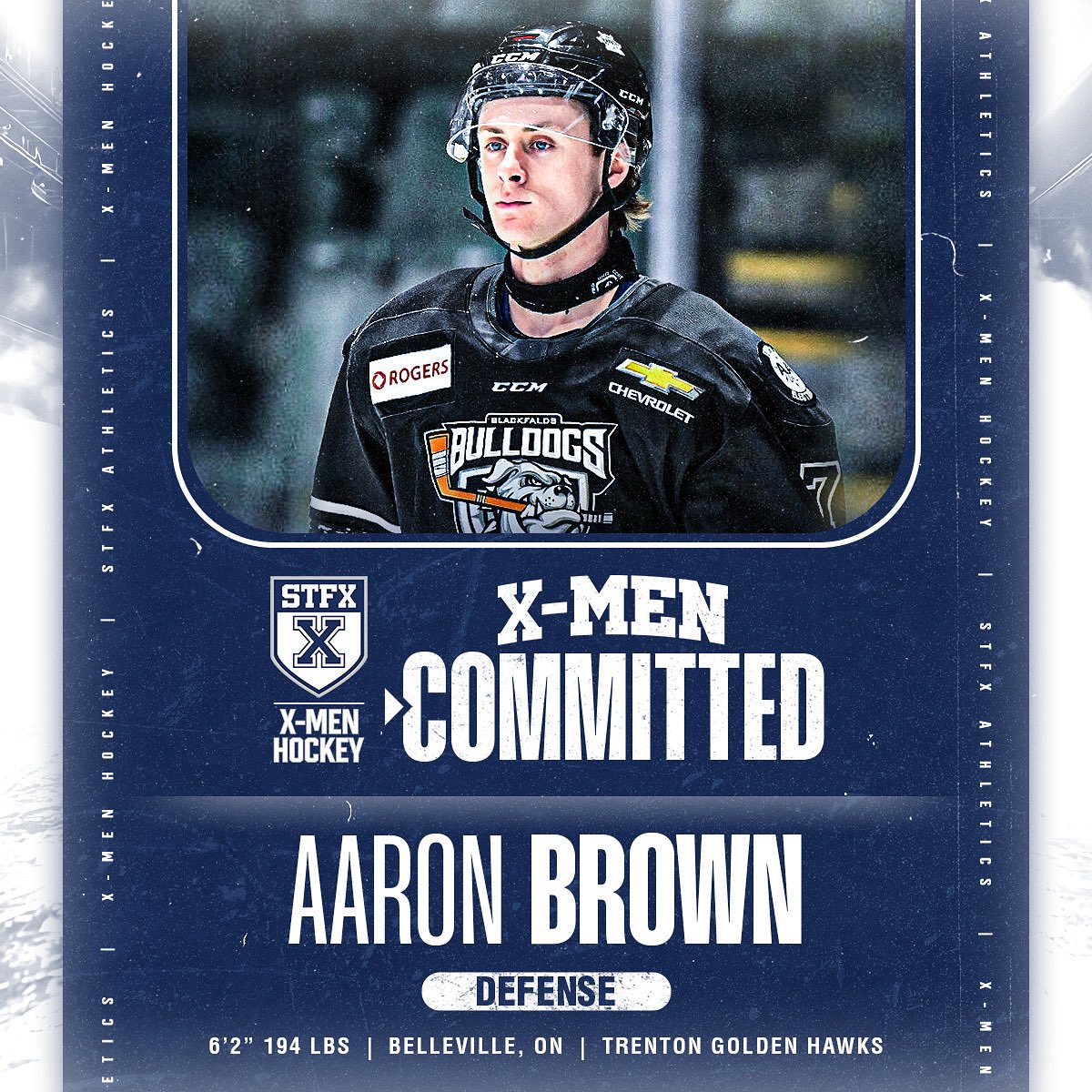 Coach Peddle is excited to welcome AJHL &amp; BCHL champion defenseman Aaron Brown to the X lineup this fall!