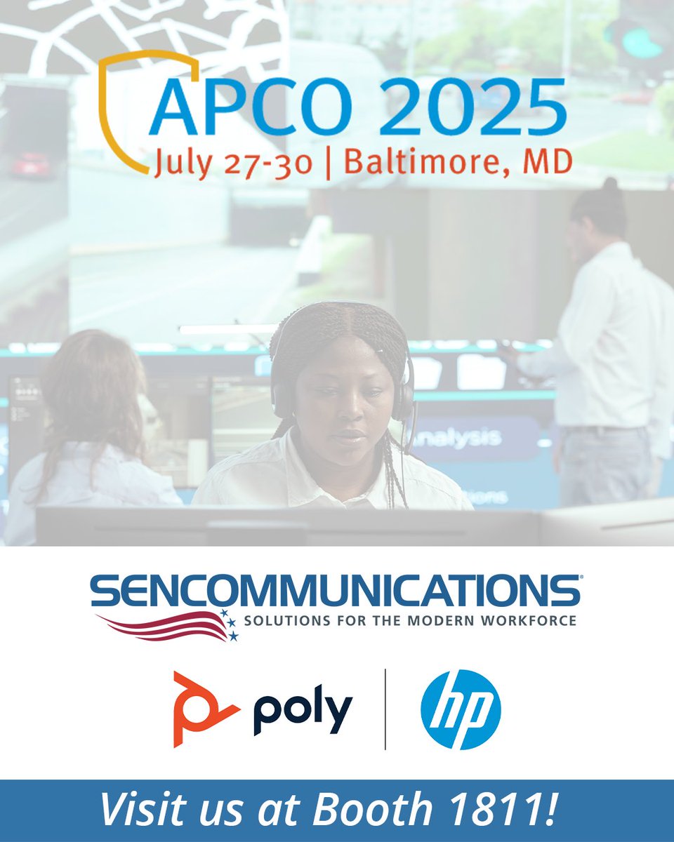 Sencommunications (@sencomm_) on Twitter photo Next month, Sencomm and Poly HP will be at the <a href="/APCOIntl/">APCO International</a> Annual Conference & Expo 2025!
We provide mission-critical products, equipment advice, and implementation services to Emergency Communications.
#sencomm #apco #publicsafety #emergencycommunications #nena #911dispatch Next month, Sencomm and Poly HP will be at the <a href="/APCOIntl/">APCO International</a> Annual Conference & Expo 2025!
We provide mission-critical products, equipment advice, and implementation services to Emergency Communications.
#sencomm #apco #publicsafety #emergencycommunications #nena #911dispatch