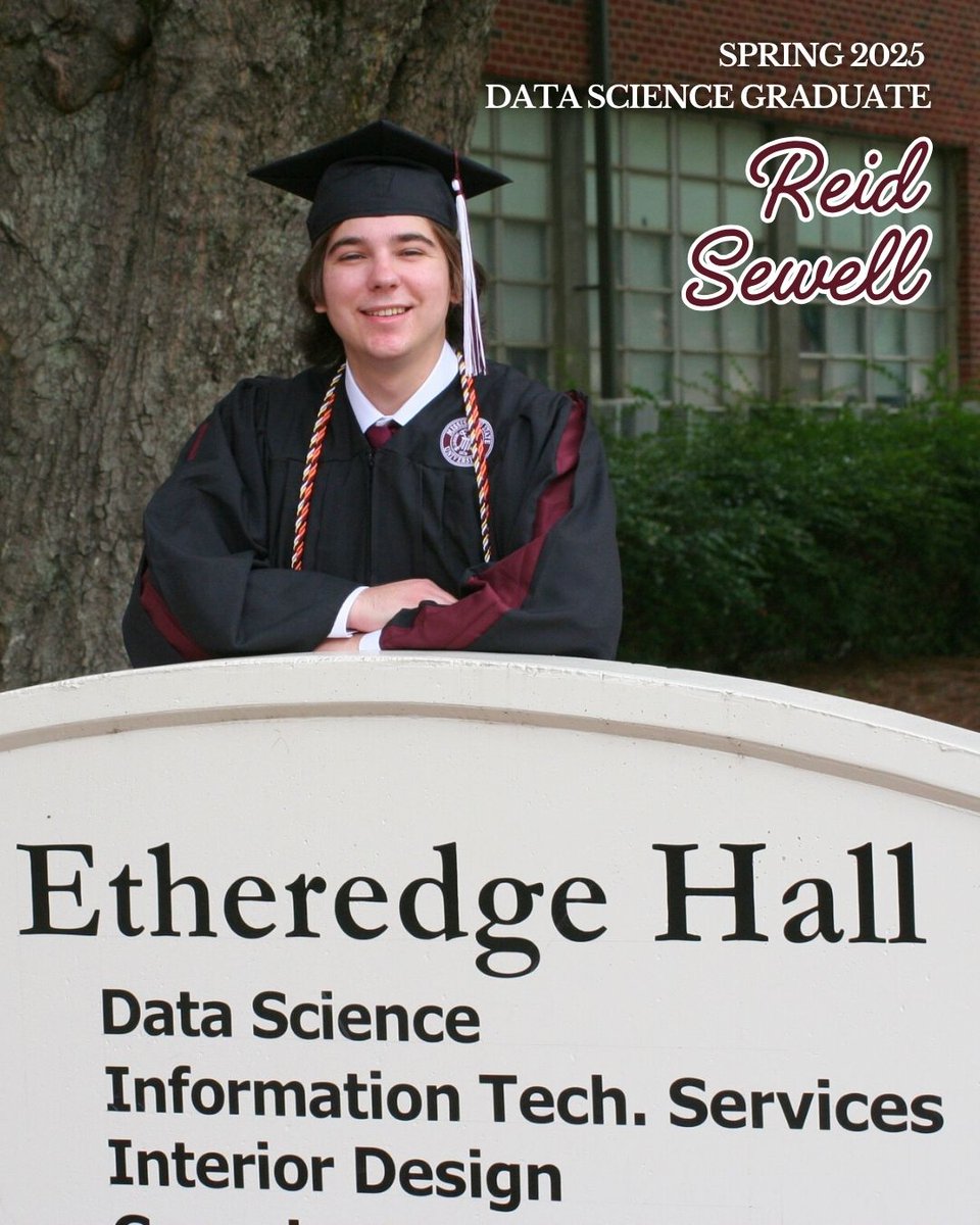 MsStateDataSci's tweet image. Please help us in congratulating another one of our Spring 25 Data Science Graduates, Reid Sewell!