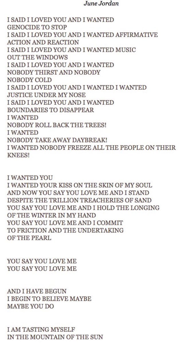 ajoopooj's tweet photo. I SAID I LOVED YOU AND I WANTED GENOCIDE TO STOP 

Intifada Incantation: Poem #8 for b.b.L by June Jordan https://t.co/LrbOlMQ5bC