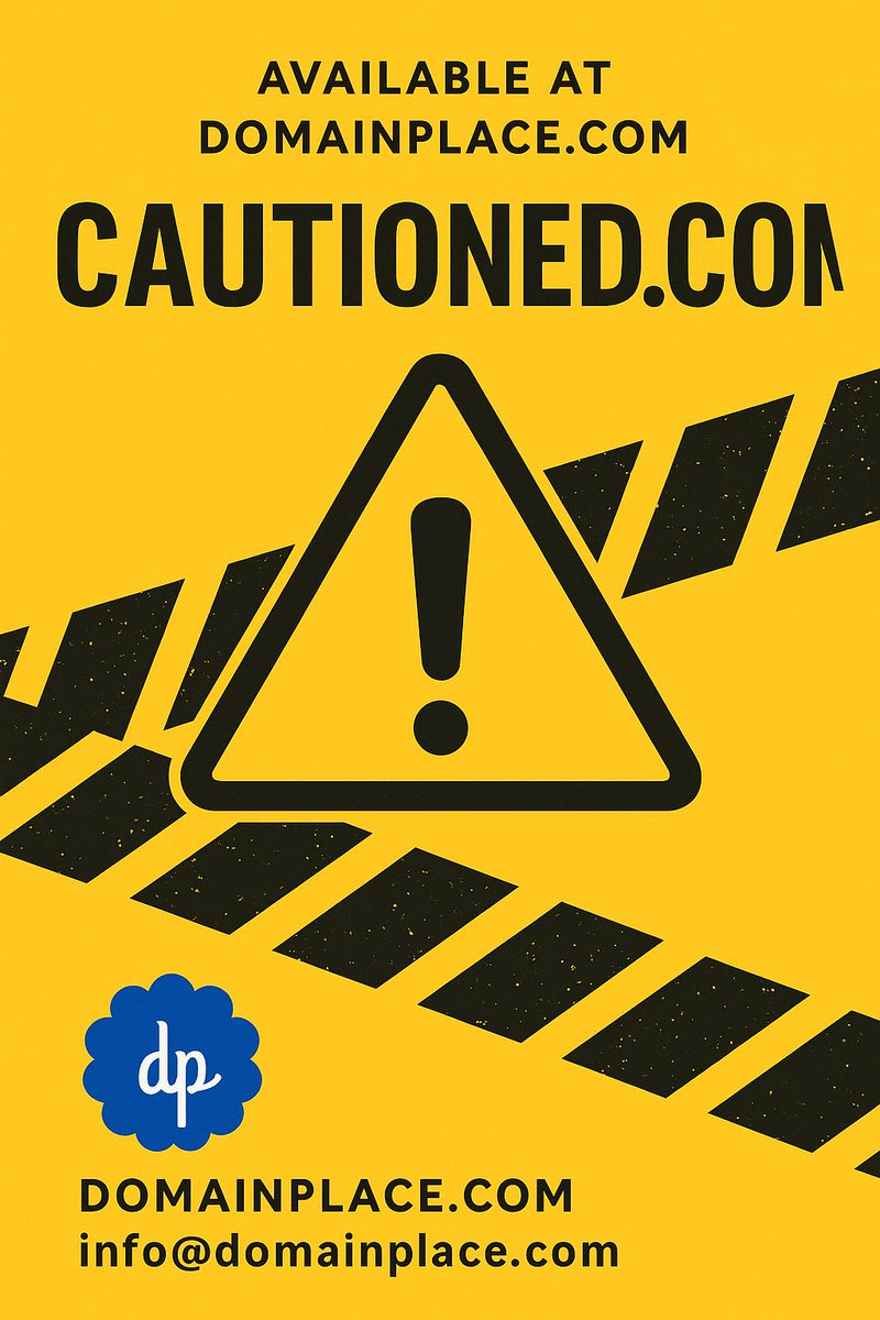 domain_place's tweet image. Cautioned.com is the perfect domain for any brand focused on safety, awareness, risk management, or even edgy streetwear with a message.
#Cautioned #DomainForSale #BrandSafety #PremiumDomain #DomainPlace #DigitalRealEstate #CyberSecurity #StreetwearBrand #RiskManagement
