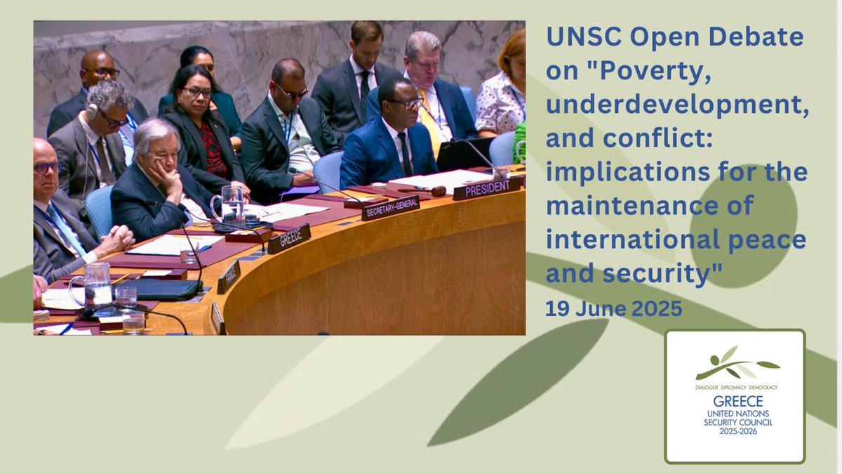 Greece to the United Nations (@grun_ny) on Twitter photo At today’s #UNSC Open Debate on “Poverty, Underdevelopment and Conflict” organized under #Guyana’s Presidency, PR of 🇬🇷 <a href="/evasekeris/">Evangelos Sekeris</a>:
↘️ underlined that poverty and underdevelopment are not just development issues but threats to international peace and security and called for At today’s #UNSC Open Debate on “Poverty, Underdevelopment and Conflict” organized under #Guyana’s Presidency, PR of 🇬🇷 <a href="/evasekeris/">Evangelos Sekeris</a>:
↘️ underlined that poverty and underdevelopment are not just development issues but threats to international peace and security and called for