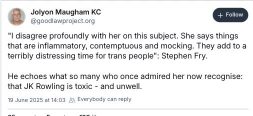 What I think I’m reading here: She responds to insults, mockery, misogyny, threats of violence, r@pe and de@th with words that some people perceive as hurty, or worse: a challenge. Some people may claim it makes them feel upset. 

He echoes what a small minority of very