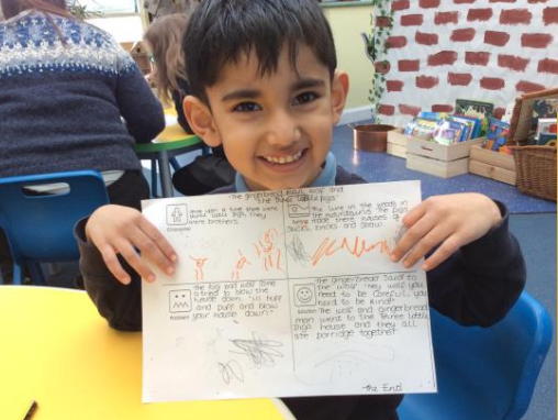 TalesToolkit's tweet image. After hearing The Three Little Pigs, Abdul built a straw house, acted out scenes, then wrote his own story with a kind Gingerbread Man, thoughtful wolf, &amp;amp; lucky pigs!

When children are free to explore, play &amp;amp; imagine, writing flows naturally.

#TalesToolkit #EYFSwriting