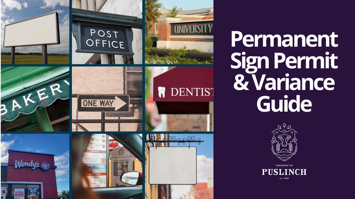 The Township’s Sign By-law outlines the requirements for signs on properties in the Township. All permanent signs require a permit and applications are made through CloudPermit.  View the Permanent Sign &amp; Sign Variance Guide to learn more at ow.ly/STqf50UQs36