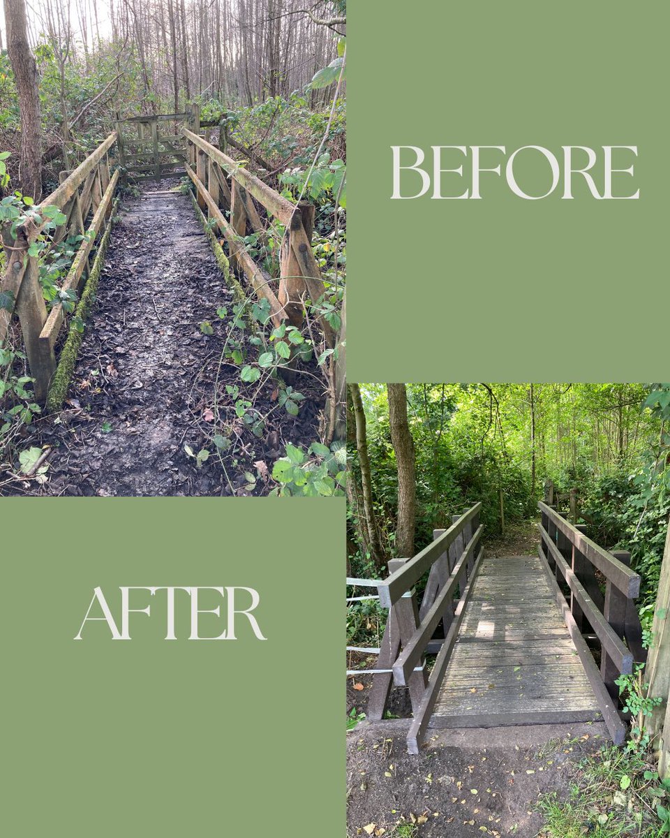 👏 We're excited to share the fantastic work our Countryside Access Team has completed on Footpath 124 in West Byfleet! Check out the amazing before and after images of the footbridges 📸✨ Find out more on Surrey's Public Rights of Way here 👉 orlo.uk/Rights_of_Way_…