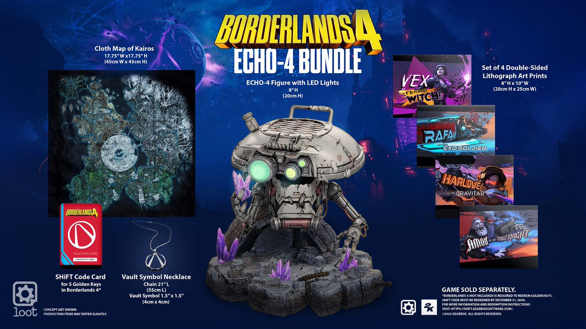 Commemorate your crash-landing into the dangerous planet Kairos with this cache of real-world loot, and be the envy of your fellow Vault Hunters now and forever. <a href="/Borderlands/">Borderlands</a>

gearboxloot.com/products/borde…