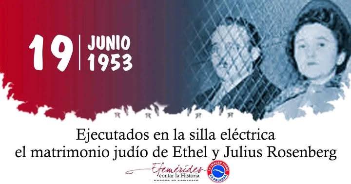 El 19 de Junio de 1953, son ejecutados en la silla eléctrica ,el matrimonio judío Ethel y Julius Rosemberg. #CiegodeAvila #CiegoEn26 #LatirAvileño #SinPerderUnDía <a href="/DiazCanelB/">Miguel Díaz-Canel Bermúdez</a> <a href="/DrRobertoMOjeda/">Dr. Roberto Morales Ojeda</a> <a href="/PartidoPCC/">Partido Comunista de Cuba</a> <a href="/JHGcasanova/">julio Heriberto Gómez Casanova</a>