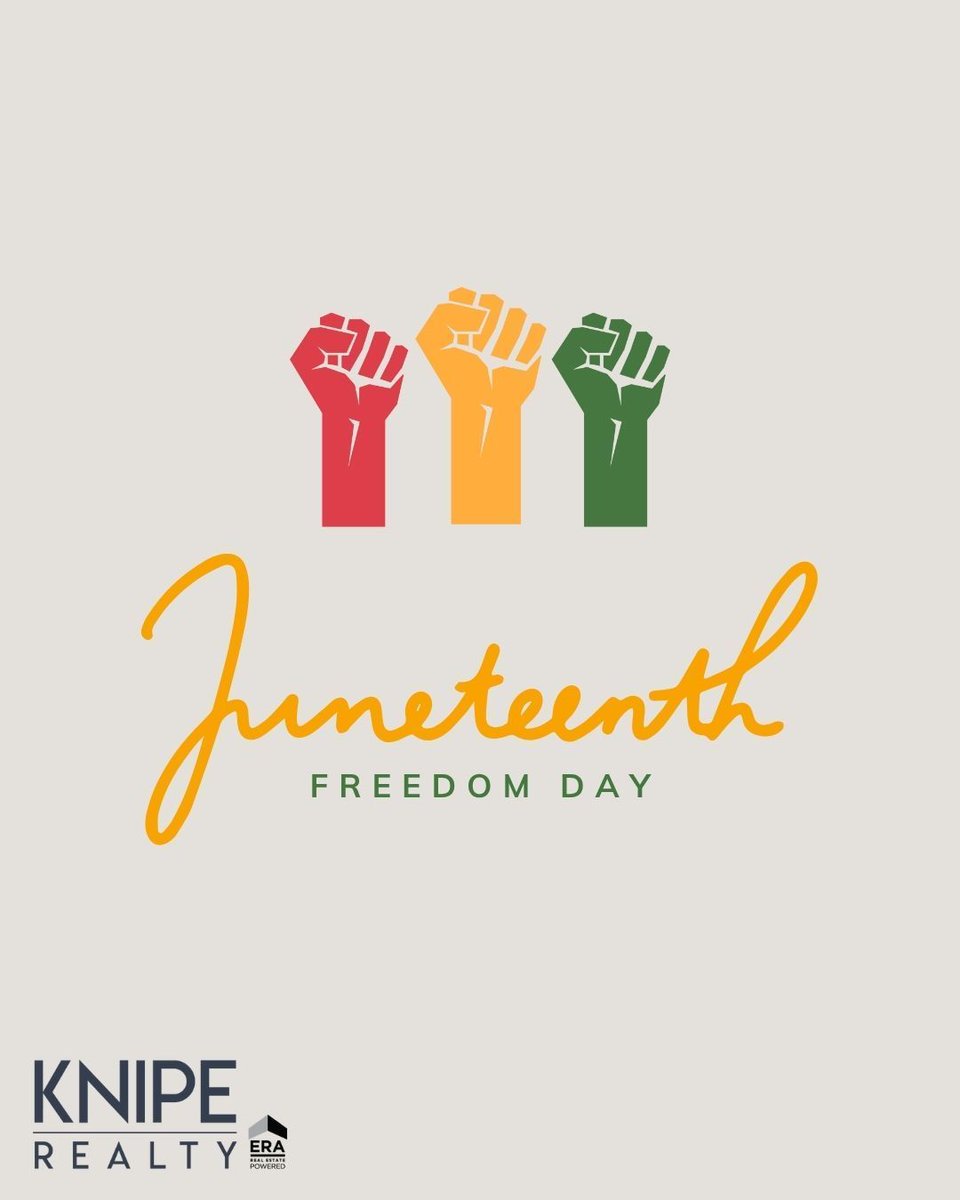 KR_Tweets's tweet photo. Juneteenth is not just a date in history — it's a reminder that justice requires action⚖️ 🔥 
Honor the past. Celebrate freedom. Keep pushing forward. 🖤 ❤️ 💛 💚 

#Juneteenth #FreedomDay #BlackHistory #KnipeRealty https://t.co/1kWG5HplOn