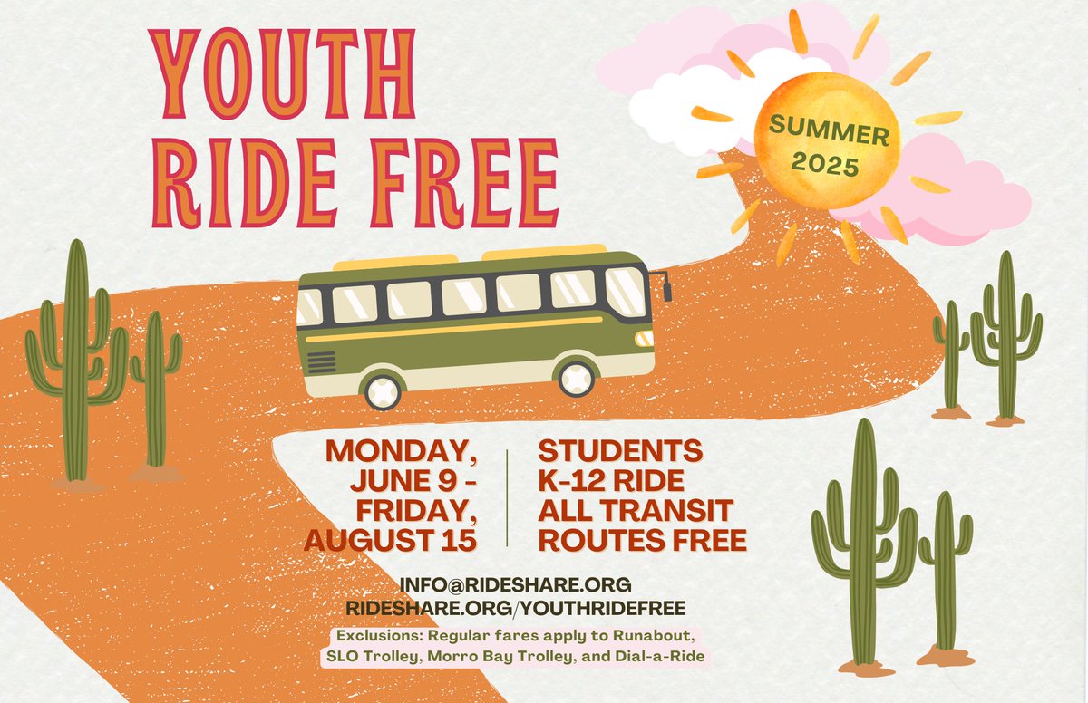NEWS: SLO Regional Rideshare, in partnership with the SLO Regional Transit Authority and SLO Transit, Announce Youth Ride Free Program - mailchi.mp/slocog/bikemon…