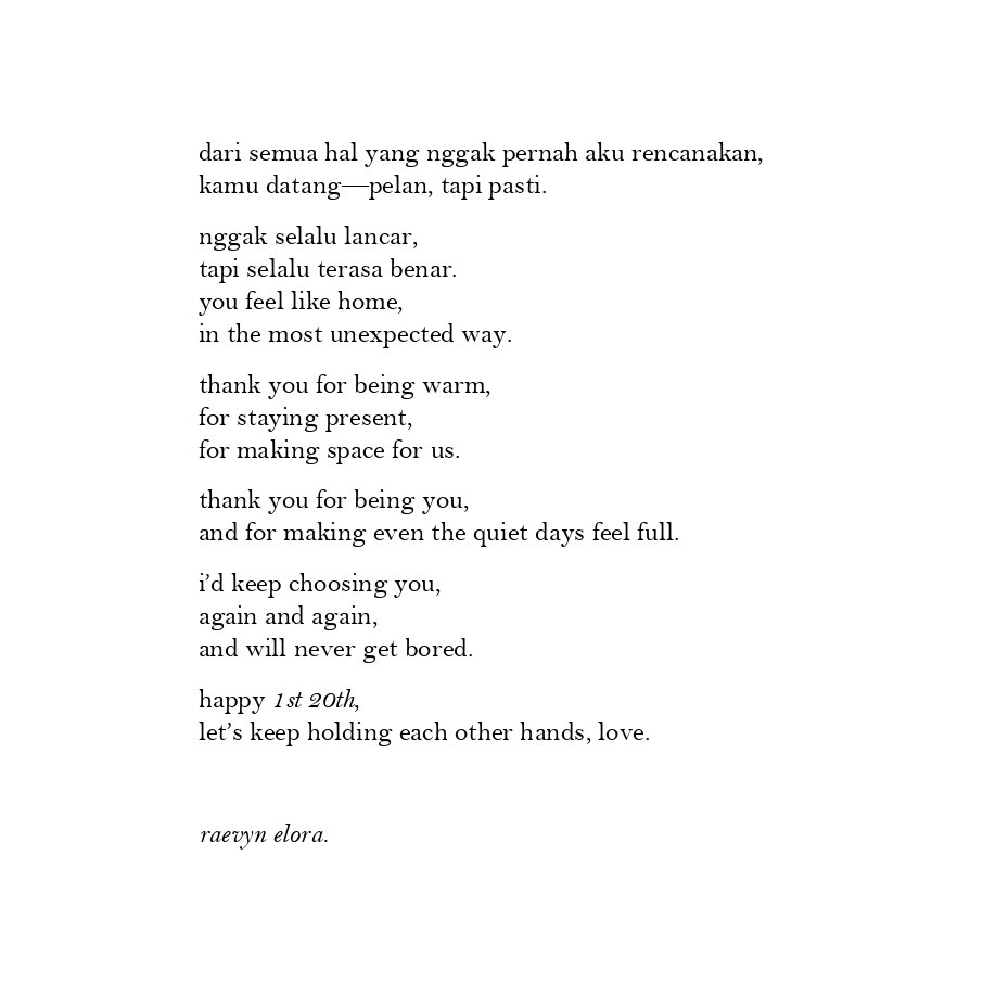pattenoir's tweet image. everything is better with you.
everything has been better since you.

happy 1st 20th, sayang
aku sayang kamu🤍

tinyurl.com/ourfirst20th