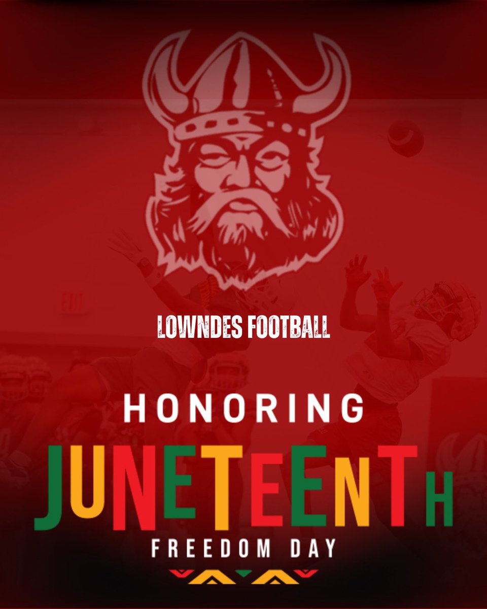 Lowndes Football (@lhsvikingsfb) on Twitter photo Today, we honor freedom, resilience, and progress. Lowndes Football stands united in celebrating Juneteenth . 
We will continue to strive for a future built on respect, equality, and strength - on and off the field
#OneLowndes Today, we honor freedom, resilience, and progress. Lowndes Football stands united in celebrating Juneteenth . 
We will continue to strive for a future built on respect, equality, and strength - on and off the field
#OneLowndes