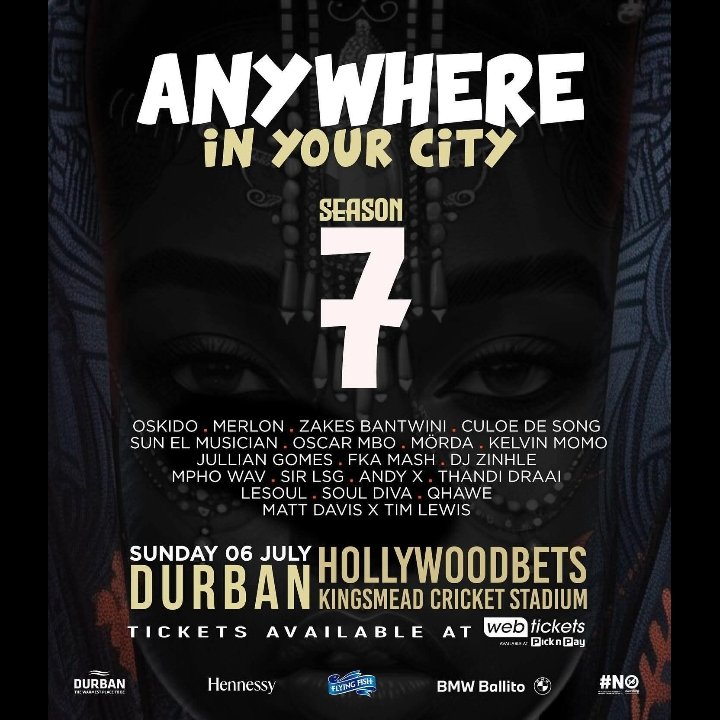 It's a Tv Series... Lol
One unforgettable experience.
#AnywhereSeason7 lands 06 July 2025 at Hollywoodbets Kingsmead Stadium – and we’re coming in HEAVY.

Expect the unexpected. Feel the energy. Live the moment!
#AnywhereInYourCity #Season7 #AnywhereFestival2025 #DurbanTurnUp