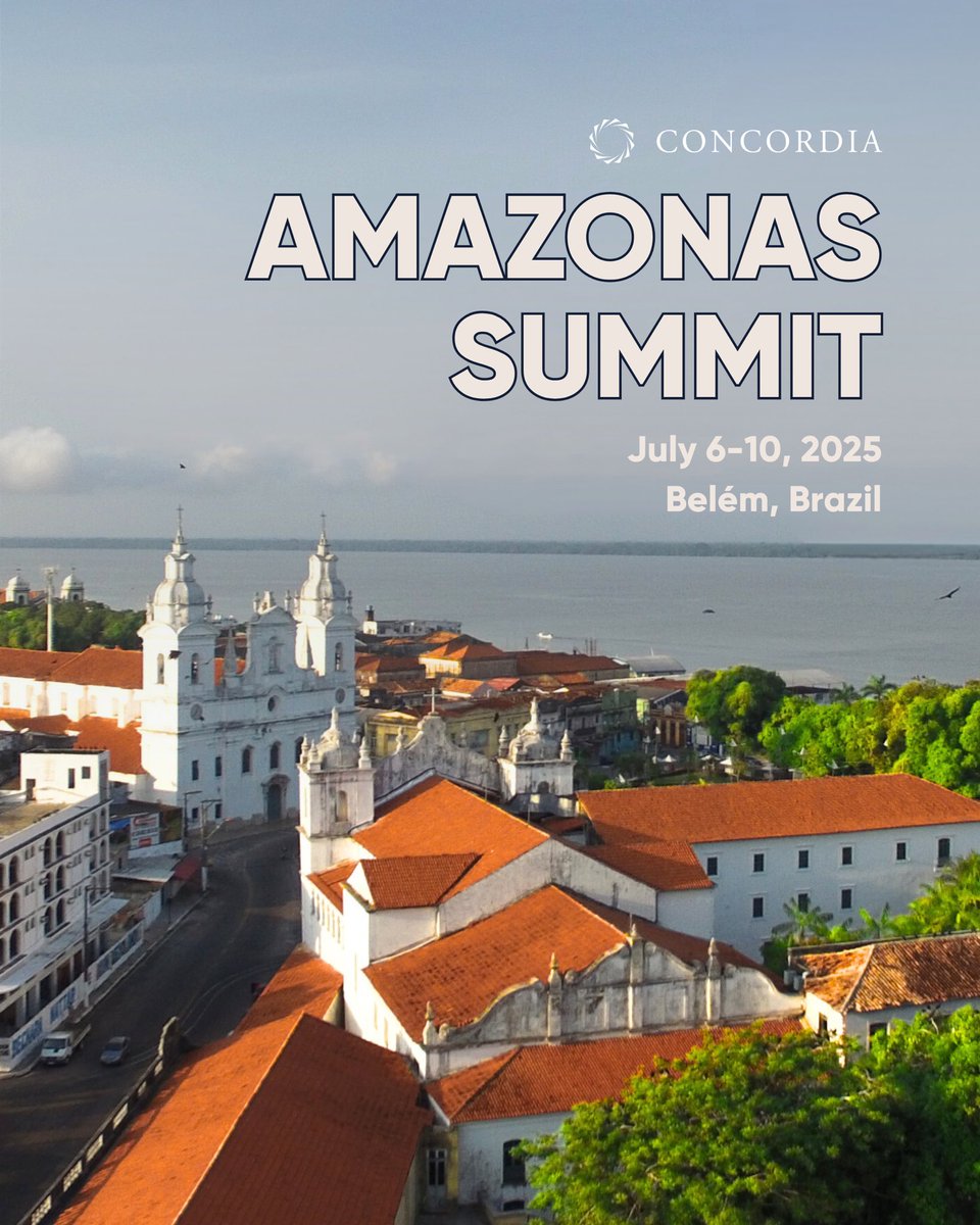 The 2025 Concordia Amazonas Summit is headed to Belém, Brazil  July 6–10 right before #COP30.

We'll convene cross-sector leaders to explore:
 🌱Climate leadership
 🤝Community partnerships
 💡Innovation &amp; nature-based solutions

Thanks to @worldclimatefnd, Banpará and