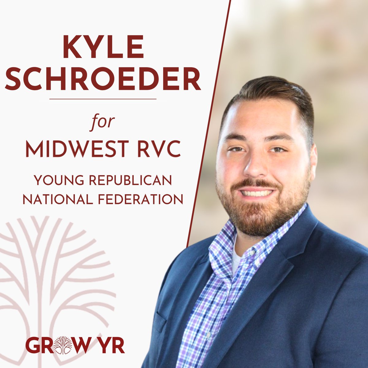 Meet our powerhouse candidate for Midwest RVC, Kyle Schroeder:

✅ Proven leader as YRNF Midwest Regional Vice Chair

Proven leader as Midwest RVC, leading efforts to revamp and expand YR chapters across the region, including taking charge in Illinois, Michigan, and Minnesota