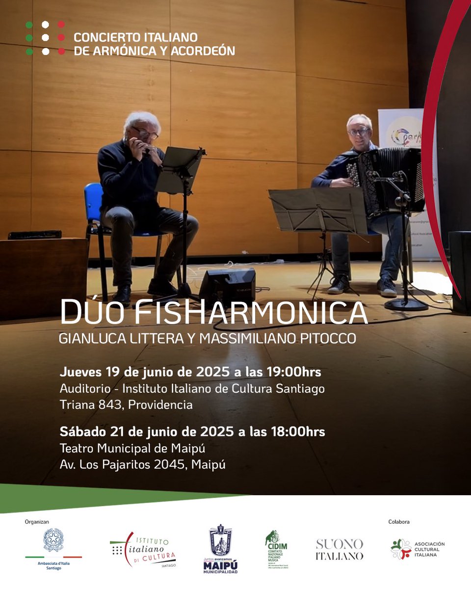 ❌AVISO IMPORTANTE❌
Por causas de fuerza mayor el concierto de hoy (jueves 19) en el IIC Santiago está suspendido y se llevará a cabo mañana VIERNES 20 de junio a las 18:00 horas.
Nos disculpamos por el inconveniente.