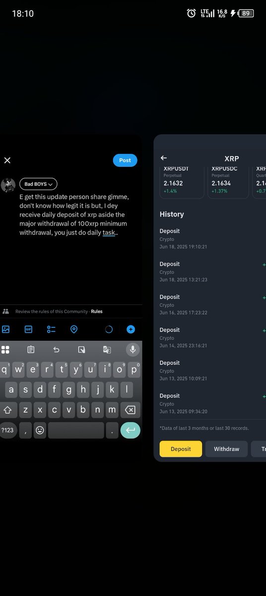 E get this update person share gimme, don't know how legit it is but, I dey receive daily deposit of xrp aside the major withdrawal of 100xrp minimum withdrawal, you just do daily tasks..
If you need just dm, note I never withdraw the 100xrp oo, I never reach..