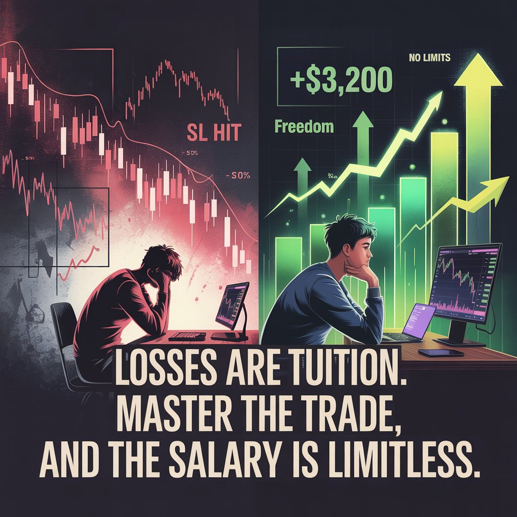 "Salary has no limit after you master the trading degree—but every loss is a tuition fee."

Think of trading like earning your own financial degree. 📚 The charts are your textbooks, your trades are your tests, and losses? They’re just the tuition you pay to learn.

✅ Every