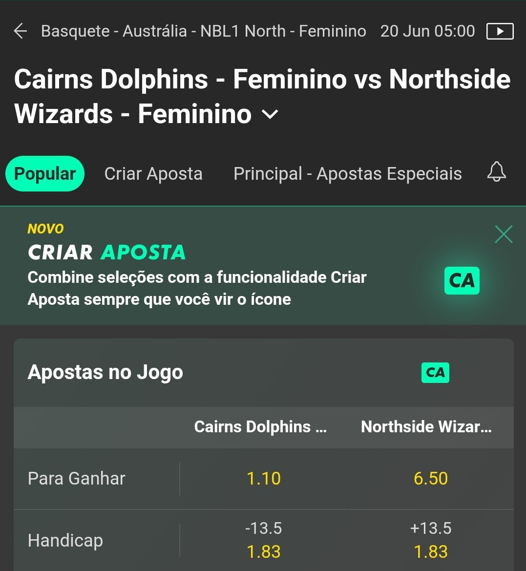 TheTipsZone_'s tweet image. A nossa máfia australiana está de volta, na versão feminina.

Nesse basquete do Cairns Dolphins X Northside Wizards, o Handicap +13.5 pro Wizards, com odd 1.83, vale 2% da sua banca na Bet365!

Aposte com responsabilidade, somente aquele valor que não te fará falta!