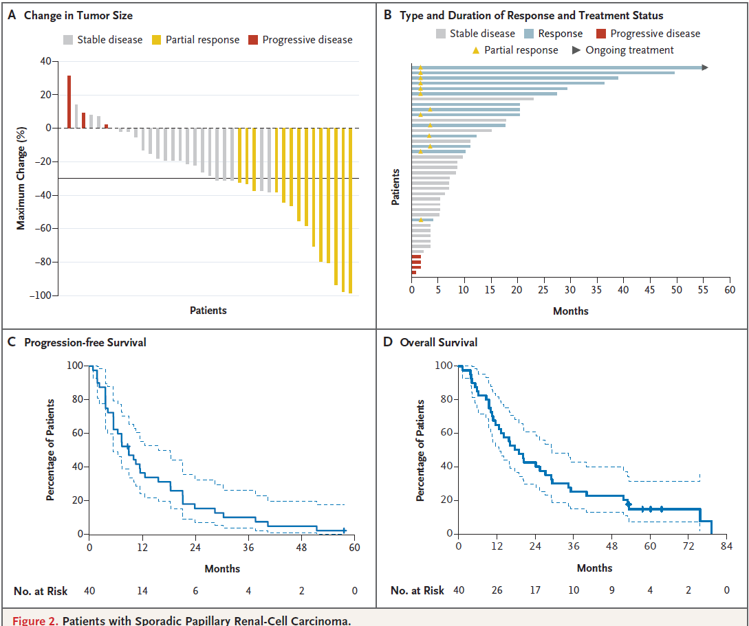 SandeepGurramMD's tweet image. Excited to share our work performed at @theNCI addressing needs of rare hereditary kidney cancer through bench to bedside work
Bevacizumab + erlotinib for #HLRCC assoc RCC
📍Response rate 72%
📍mPFS 21.1 mo
Thanks to the patients who supported the study!
nejm.org/doi/full/10.10…