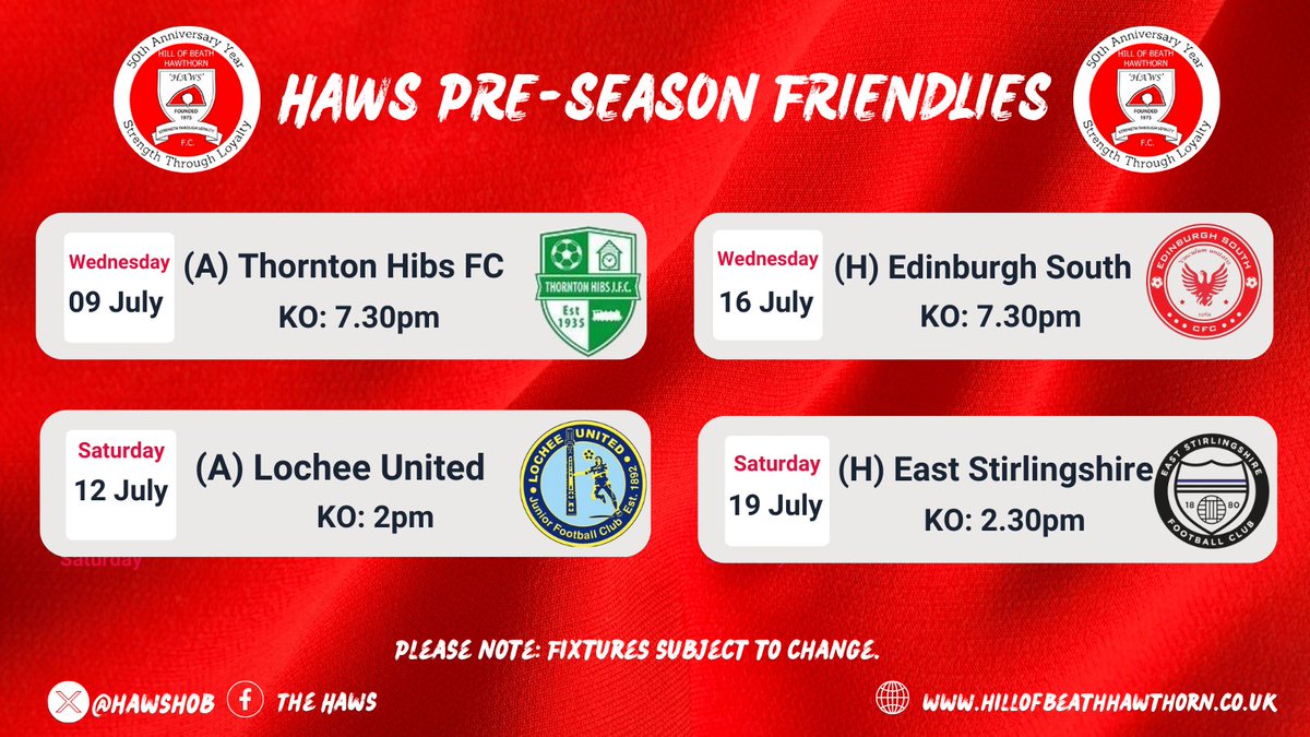 The following pre-season friendlies have now been arranged....
<a href="/fife_football/">Fife Football</a> <a href="/scotfootfixs/">Scottish Football Fixtures</a> <a href="/ftsc0res/">fulltimesc0res</a>