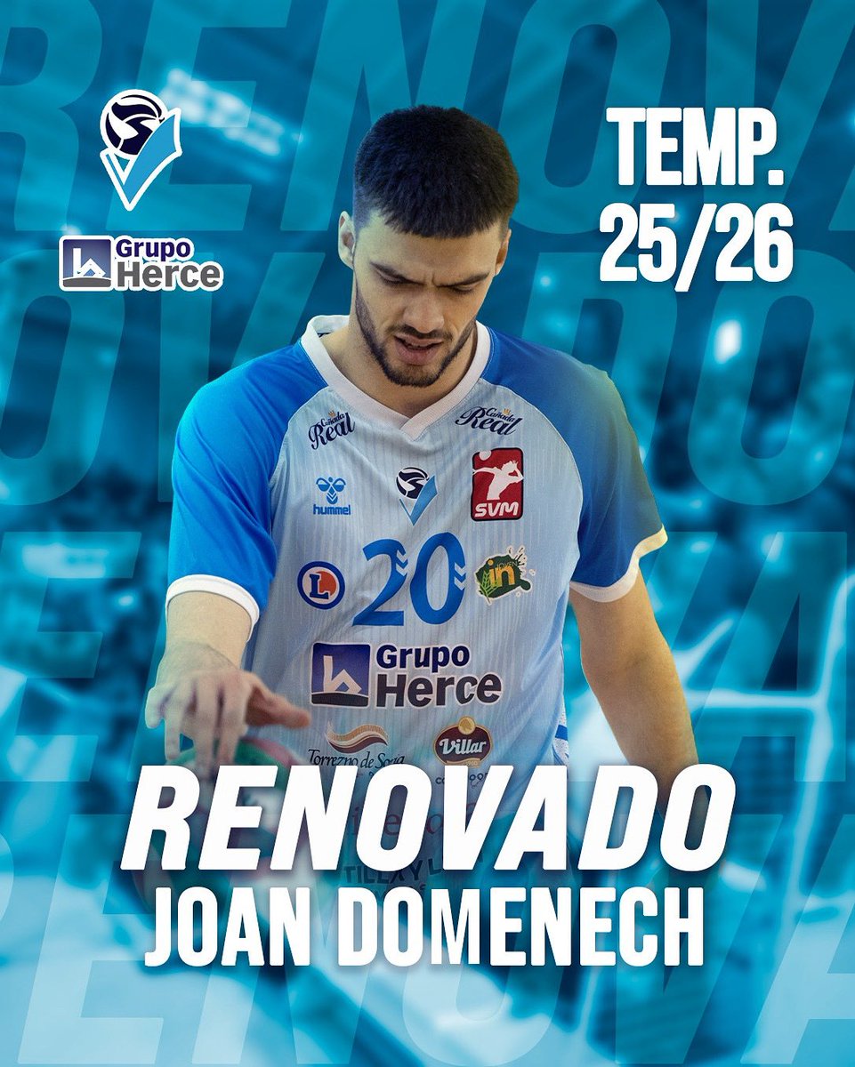 🔁 Joan Domenech seguirá en Grupo Herce Soria en la 25/26 🔥
El central catalán (2,04 m) afrontará su 4ª temporada en Soria.
📊 En la última Superliga:
✔️ 27 partidos
✔️ 102 sets
✔️ 140 pts (57 bloqueos)
💙 5º jugador con más partidos en la historia del club.