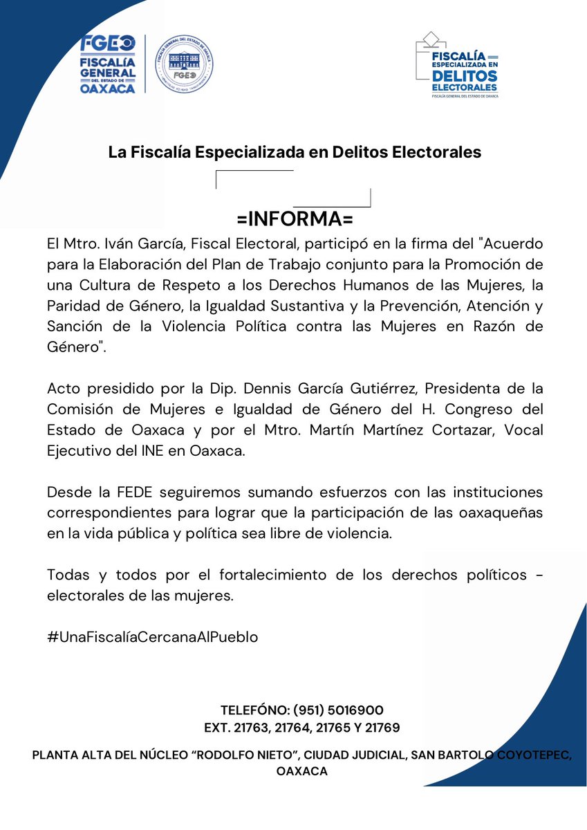 FEDEOaxaca's tweet image. #UnaFiscalíaCercanaAlPueblo