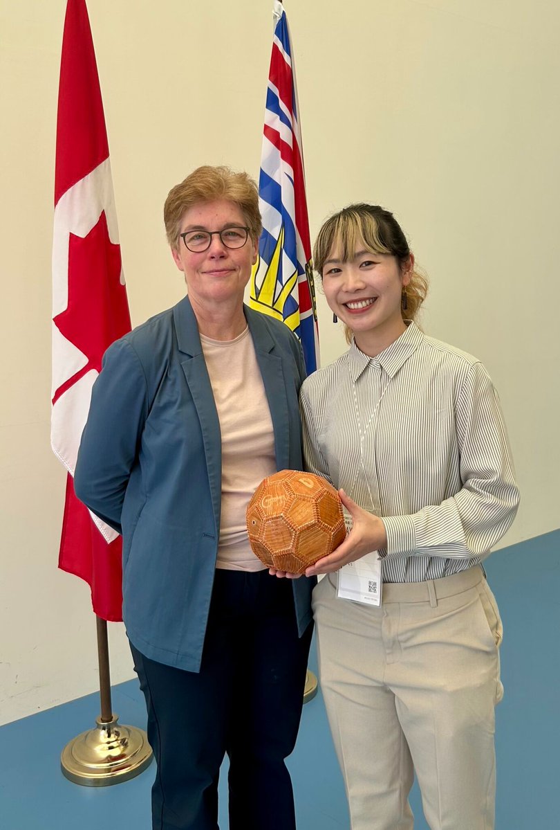 UBC BioProducts Institute (@ubcbioproducts) on Twitter photo ⚽ Meet #WoodLeather—a #sustainable #alternative to animal- and fossil-based #leather, unveiled at #Expo2025 in Osaka!🇯🇵♻️ This junior-size soccer ball, presented by Dr. <a href="/gail_murphy/">gail_murphy</a> and Ayako Takagi, showcases how #BC wood can drive low-carbon #innovation in sport and design! ⚽ Meet #WoodLeather—a #sustainable #alternative to animal- and fossil-based #leather, unveiled at #Expo2025 in Osaka!🇯🇵♻️ This junior-size soccer ball, presented by Dr. <a href="/gail_murphy/">gail_murphy</a> and Ayako Takagi, showcases how #BC wood can drive low-carbon #innovation in sport and design!