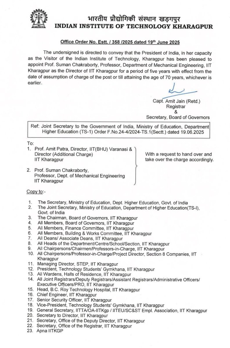 SKPLab_IITKgp (@skplab_iitkgp) on Twitter photo News from <a href="/IITKgp/">IIT Kharagpur🇮🇳</a>
Congratulations Prof. Suman Chakrabarty, New Director of our institute. News from <a href="/IITKgp/">IIT Kharagpur🇮🇳</a>
Congratulations Prof. Suman Chakrabarty, New Director of our institute.