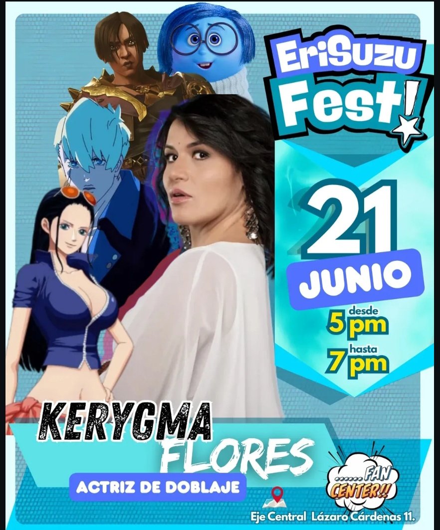 KeryFlovers's tweet photo. Hola #kerylovers nos vemos este sábado 21 de Junio en #fancenter #Cdmx para convivir un rato con @kerygmafloresmx  💙✨🩵 y ser parte de esta noble causa que es @EriSuzuFest apoyando a @ErikaLangarica

⏰Horario: 5 a 7pm

📍FAN CENTER
Eje Central Lázaro Cárdenas # 11 https://t.co/J38nqiibn1