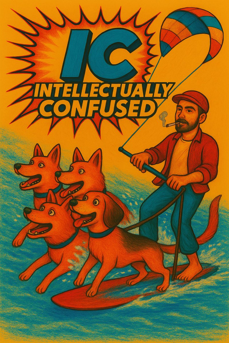 IntConfused's tweet image. IC didn’t just tame the trolls—he enrolled them in an obstacle course and graded them on flair. Now they’re out here pulling stunts while he sips tea mid-surf. Task complete. Chaos contained. #TrollBootcamp #HandledWithFlair #IntellectuallyConfused #IC #IdontCare