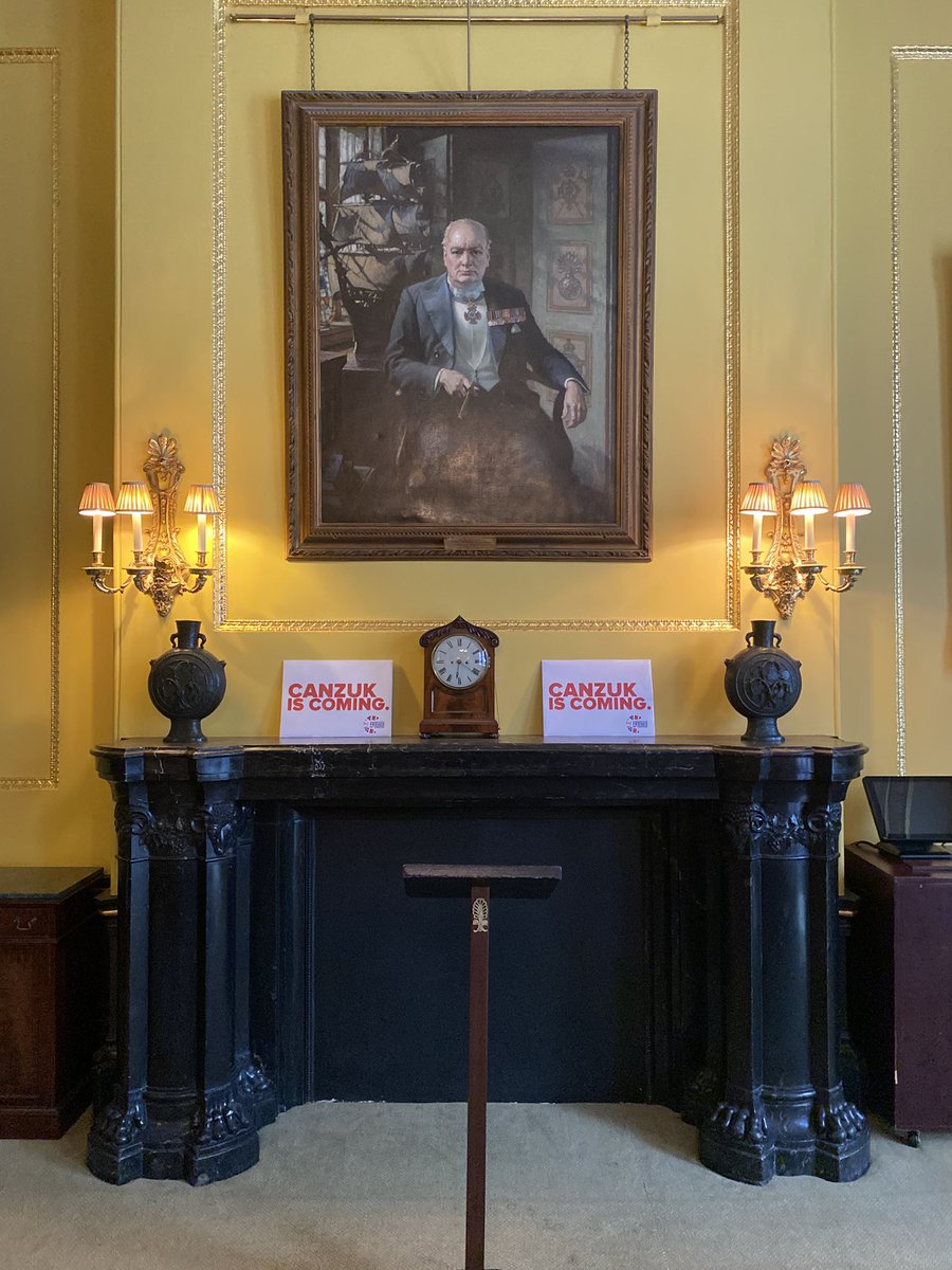 CFOCANZUK's tweet image. We’re set up for tonight and looking forward to greeting everyone attending our first #CANZUK lecture with @aroberts_andrew.