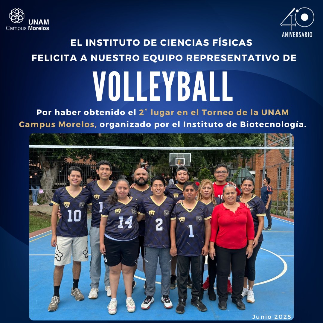 Felicitamos a nuestro equipo de Volleyball por haber obtenido el 2° lugar en el Torneo de la UNAM Campus Morelos organizado por el Instituto de Biotecnología.

🏐 ¡Felicidades! 🏐

#UNAM #UNAMMorelos #Cuernavaca
