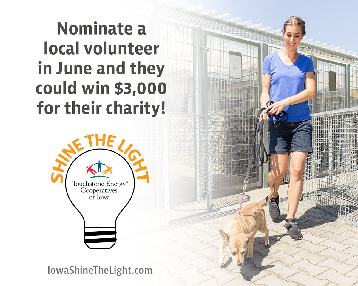 There's just over a week left in June to nominate a deserving volunteer in your community for Shine the Light 2025! They could win $3,000 for their local charity and be featured in the September issue of @ieclmagazine. Learn more at IowaShineTheLight.com