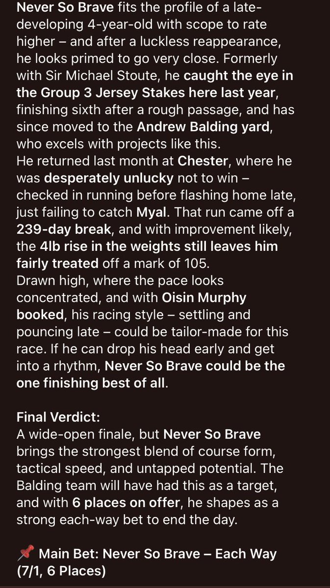 BigBallsNags's tweet image. NEVER SO BRAVE, WHAT A RUN !!!! 🦍✅🔥
🏆🏆🏆🏆🏆🏆🏆🏆🏆🏆🏆🏆

Another great day for Bigballs  ! 🥇

Full Write up below &amp;amp; a massive reason of why you should be in my free Group for full in depth analysis on every single race ! 👊🏻 ( LINK ON MY PROFILE )