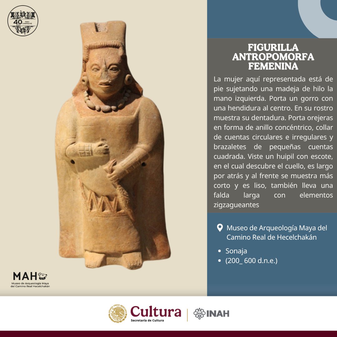 inahcampeche's tweet image. ✨Figurilla antropomorfa femenina
Pieza que puedes conocer en el Museo de Arqueología Maya del Camino Real de Hecelchakán

#CentroINAHCampeche #MuseosINAH #MAH #40añosinahcampeche #centroinahcampeche #zonasarqueológicas #Campeche #museos #Hecelchakan