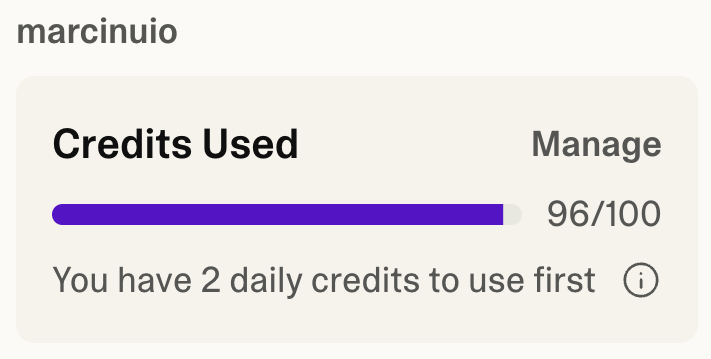 marcinuio's tweet image. DAY 7/ of #buildinginpublic
Having a blast building for @lovableshipped ! 🚀
Actually so grateful for the daily free credits — I almost burned through my 100 tokens 👀
#BuildInPublic #VibeCode