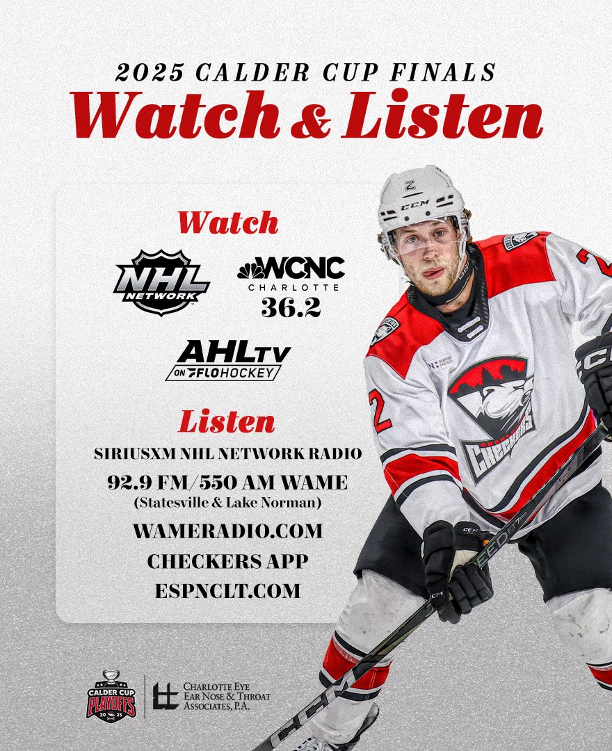 Charlotte Checkers (@checkershockey) on Twitter photo A new way to tune in has been added to the list 👀
The rest of the Calder Cup Finals will air on <a href="/NHLNetwork/">NHL Network</a>! A new way to tune in has been added to the list 👀
The rest of the Calder Cup Finals will air on <a href="/NHLNetwork/">NHL Network</a>!