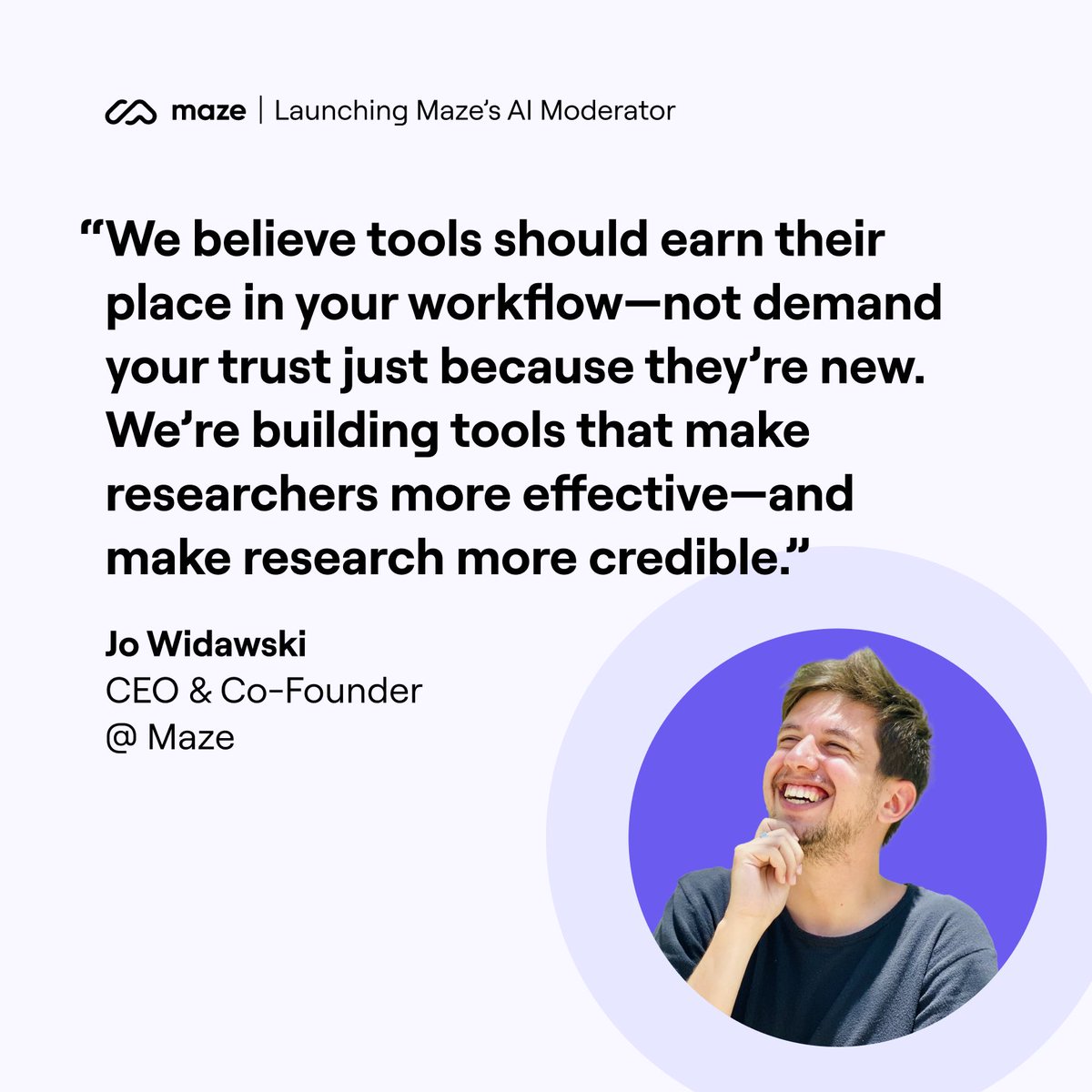 Yesterday, we announced Maze’s AI moderator—a purpose-built assistant to help researchers scale their impact without losing control.

But the real story? It’s about time and trust.

Our CEO and Co-Founder dives into what we’re building and why it matters: bit.ly/45r5yft