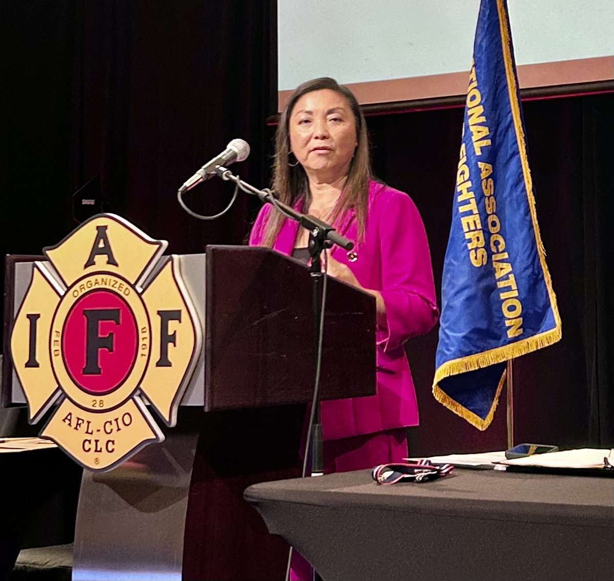 Safety is not a luxury - it’s a right, @Lily4workers told delegates at #IAFFCDNPolicy25 today in #Windsor. 

The role of unions is as important as ever! 

@Canadianlabour 

#IAFF
#UnionStrong 💪