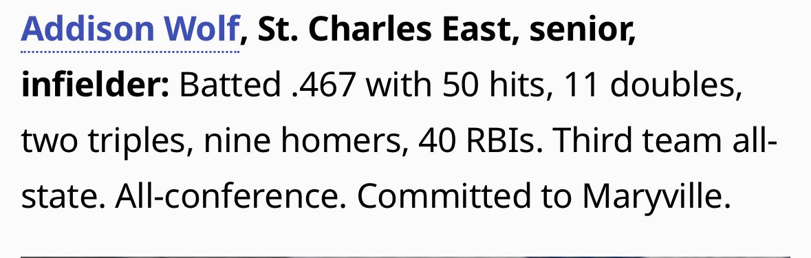 Addison Wolf (@addisonwolf2025) on Twitter photo Thank you so much <a href="/BeaconNSports/">Beacon News Sports</a> for naming me All-Area First Team!!!! <a href="/MUSaintsSB/">Maryville Softball</a> <a href="/ChaninLuz/">Chanin Luz Billings</a> <a href="/Coach_McNulty/">Lauren McNulty</a> <a href="/SilverHawkSball/">Silver Hawks</a> <a href="/CoachKBSwan/">Kayleigh Behymer-Swan</a> Thank you so much <a href="/BeaconNSports/">Beacon News Sports</a> for naming me All-Area First Team!!!! <a href="/MUSaintsSB/">Maryville Softball</a> <a href="/ChaninLuz/">Chanin Luz Billings</a> <a href="/Coach_McNulty/">Lauren McNulty</a> <a href="/SilverHawkSball/">Silver Hawks</a> <a href="/CoachKBSwan/">Kayleigh Behymer-Swan</a>
