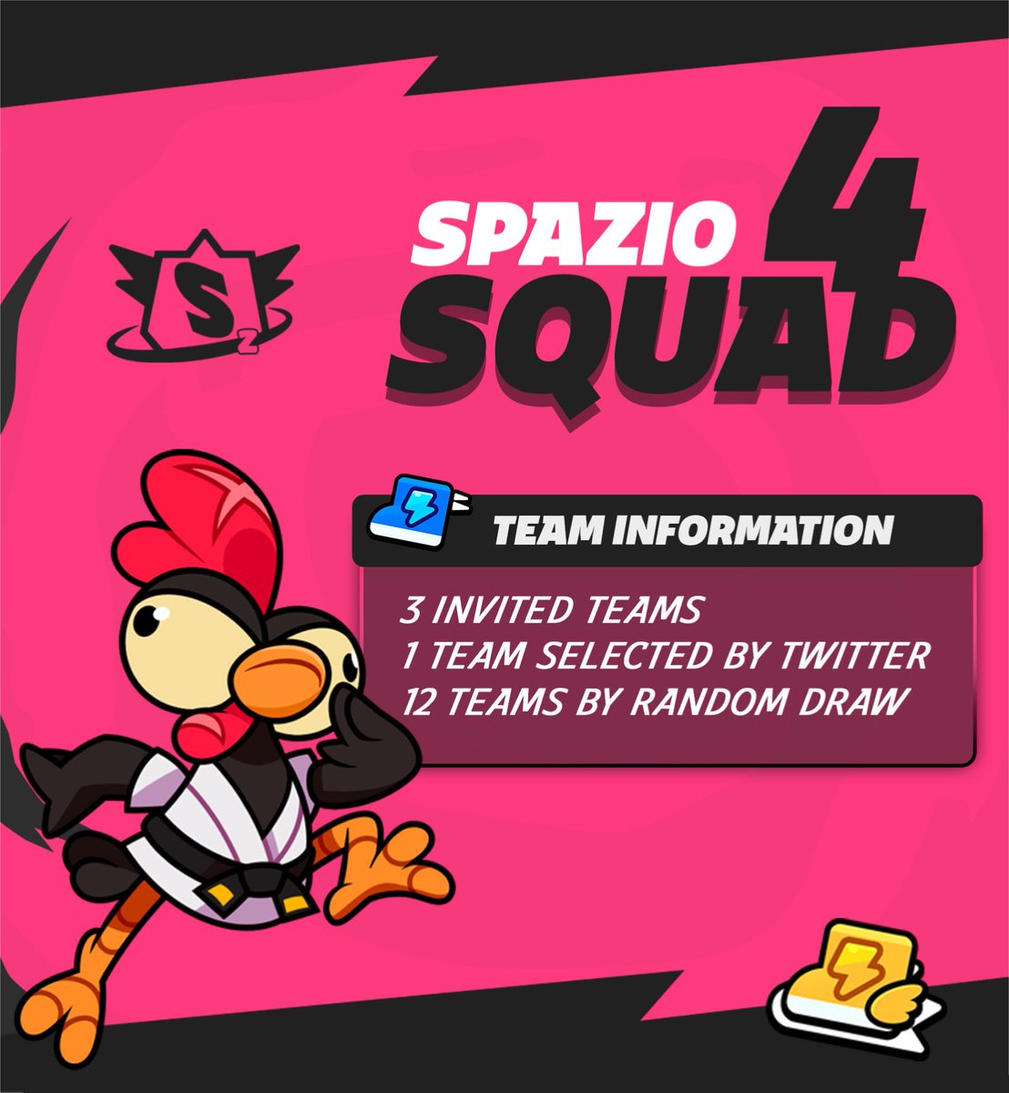 Team INFO 👽

Only 3 teams will be invited. Are you one of them? Check your team’s DM 📩

🐦 The Twitter dynamic will be announced very soon.

We are #SpazioLeague