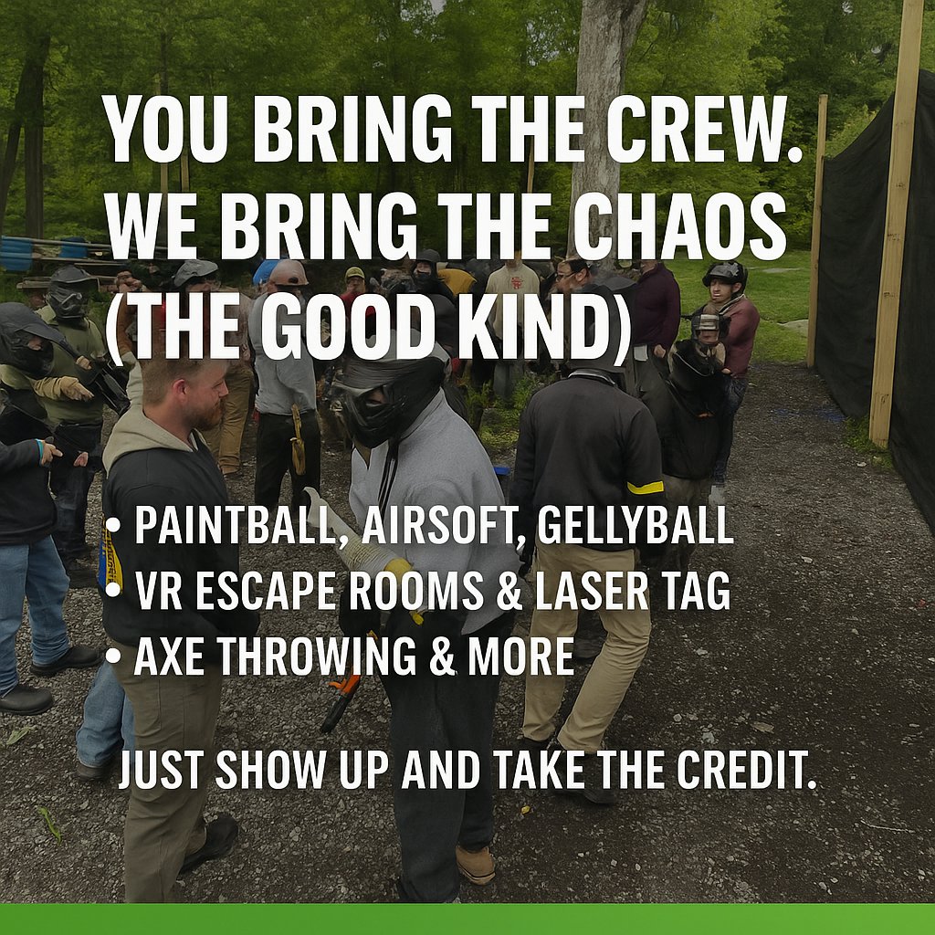 SteelTownPB's tweet photo. 🏆 You Bring the Crew. We Bring the Chaos (The Good Kind).
You’re the planner. The organizer. The “What are we doing this weekend?” person.
But let’s be real — finding something that actually gets people excited is tough.

At Steeltown Event Park, we help you turn average weekends into epic memories:

🎯 Paintball, Airsoft, Gellyball
🎮 VR Escape Rooms, Laser Tag, Axe Throwing
🕹️ Indoor & outdoor arenas for all ages

We’ve got the gear, the space, and the staff to make your event unforgettable —
You just show up and take the credit.

📍 Book now. Be the hero this weekend.

#SteeltownEventPark #WeekendPlans #AdventureStartsHere #MakeItEpic #FamilyFun #TeamPlay #PittsburghEvents