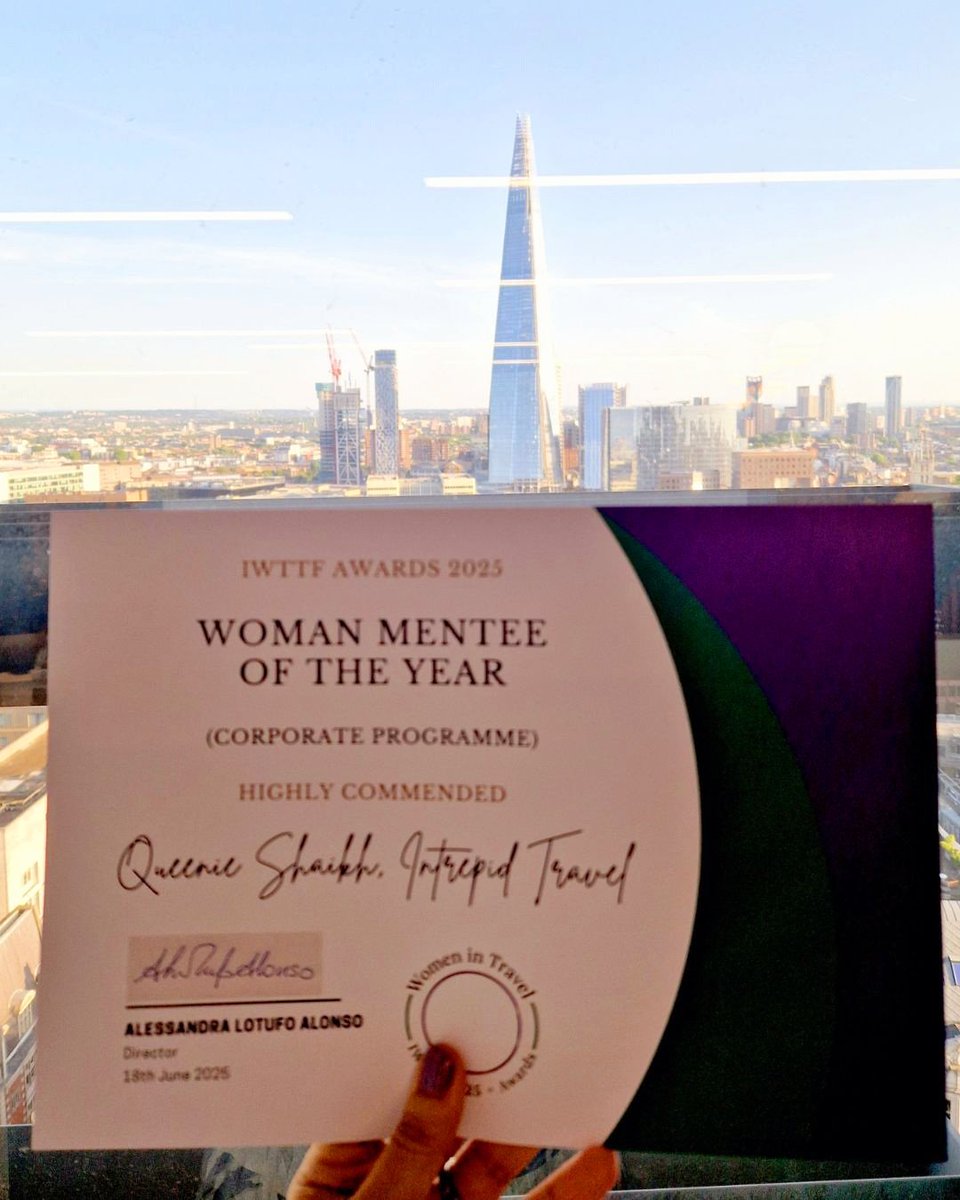 Queenie Shaikh (@queenieshaikh) on Twitter photo - My 10th (!!!) award nomination/win in just six months — officially in double digits! 🥹 This one is Highly Commended for Mentee of the Year at @womenintravel_cic. Grateful for the journey, my mentors, and <a href="/Intrepid_Travel/">Intrepid Travel</a>’s game-changing press trip. Congrats to all the winners! - My 10th (!!!) award nomination/win in just six months — officially in double digits! 🥹 This one is Highly Commended for Mentee of the Year at @womenintravel_cic. Grateful for the journey, my mentors, and <a href="/Intrepid_Travel/">Intrepid Travel</a>’s game-changing press trip. Congrats to all the winners!