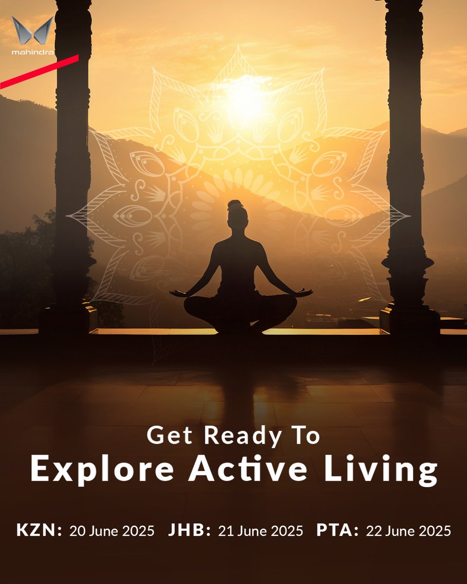 Get ready for International Yoga Day! 

Celebrate active living in these locations across South Africa:​
20 June – Drakensberg, Royal Natal National Park
21 June – Cradle of Humankind, Johannesburg
22 June – Union Buildings, Pretoria
#MahindraSA