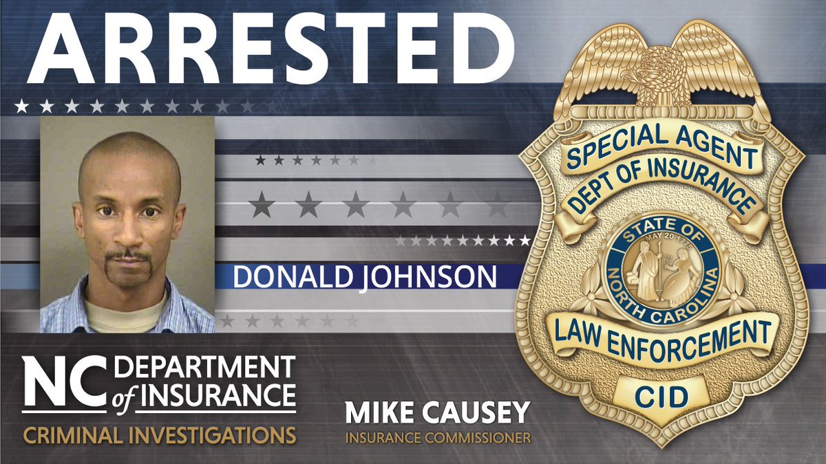 ARRESTED:
Our team of Special Agents arrested Donald Johnson, a Lincoln County man charged with insurance fraud after filing a false hit and run claim. Learn more about this case at bit.ly/3ZCjjnL#Fighti…