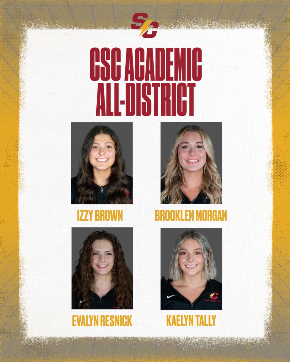 We’re proud to have FOUR gymnasts named CSC Academic All-District!

Kaelyn Tally earned the honor for the second year in a row, joined by first-time selections Izzy Brown, Brooklen Morgan, and Evalyn Resnick! 📚✨

📰 linktr.ee/simpsonwgymnas…

#NCAAWGym