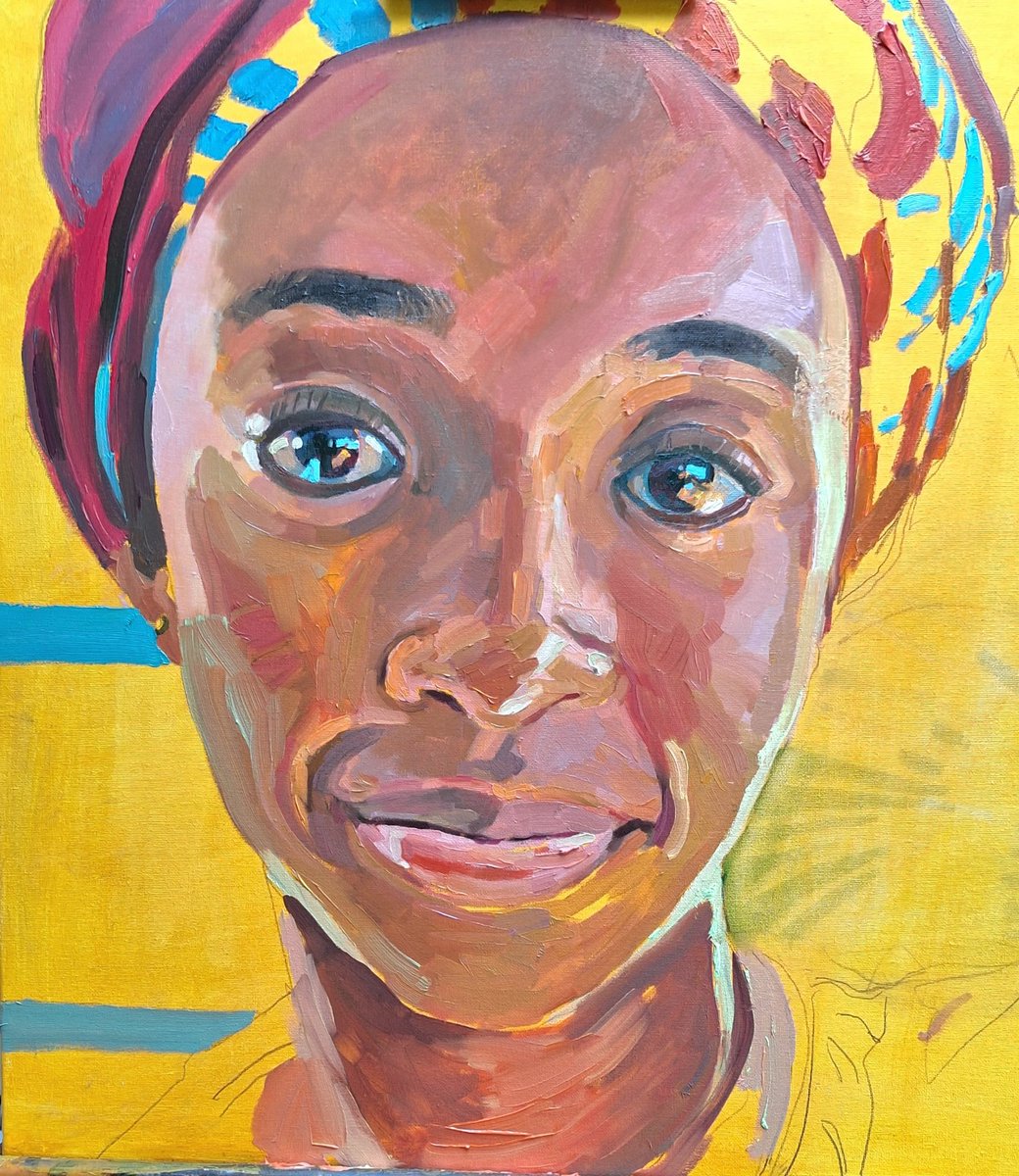 Final edit tomorrow - Cee cee (full face) Oil on (large) canvas.